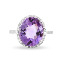 Bague Anna Or Blanc Amethyste Et Diamant