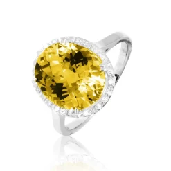 Bague Anna Or Blanc Citrine Et Diamant