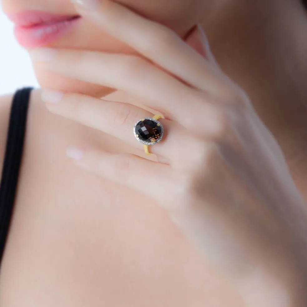 Bague Anna Or Blanc Quartz Et Diamant