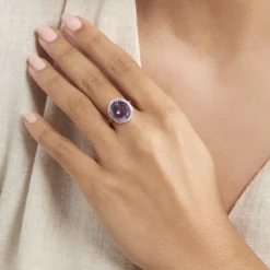 Bague Anna Or Jaune Amethyste Et Oxyde De Zirconium