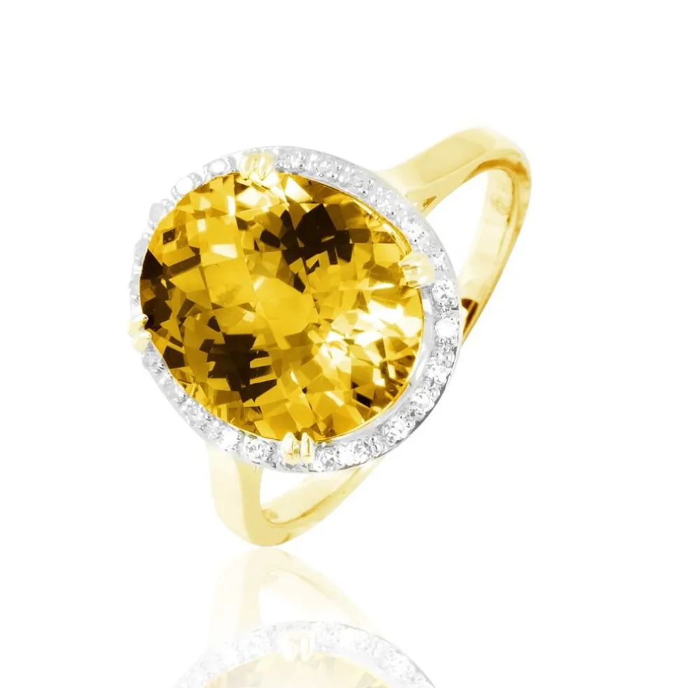 Bague Anna Or Jaune Citrine Et Diamant