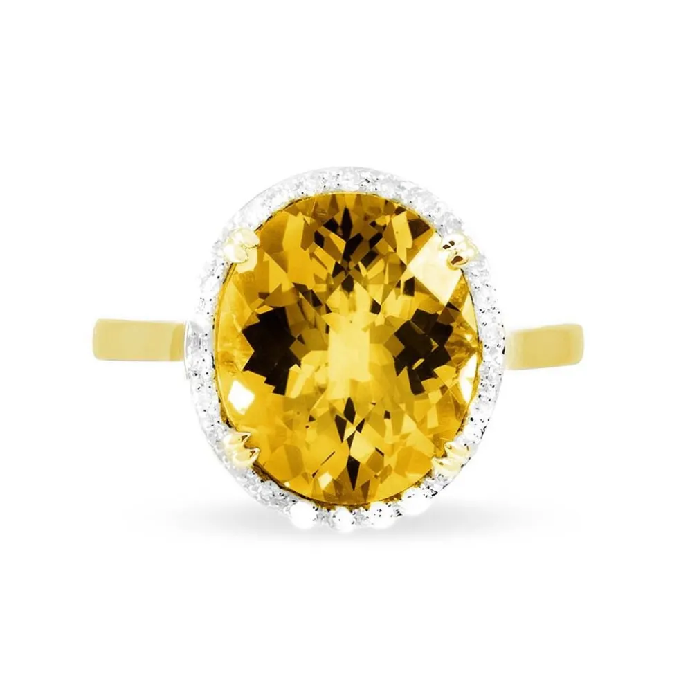 Bague Anna Or Jaune Citrine Et Diamant