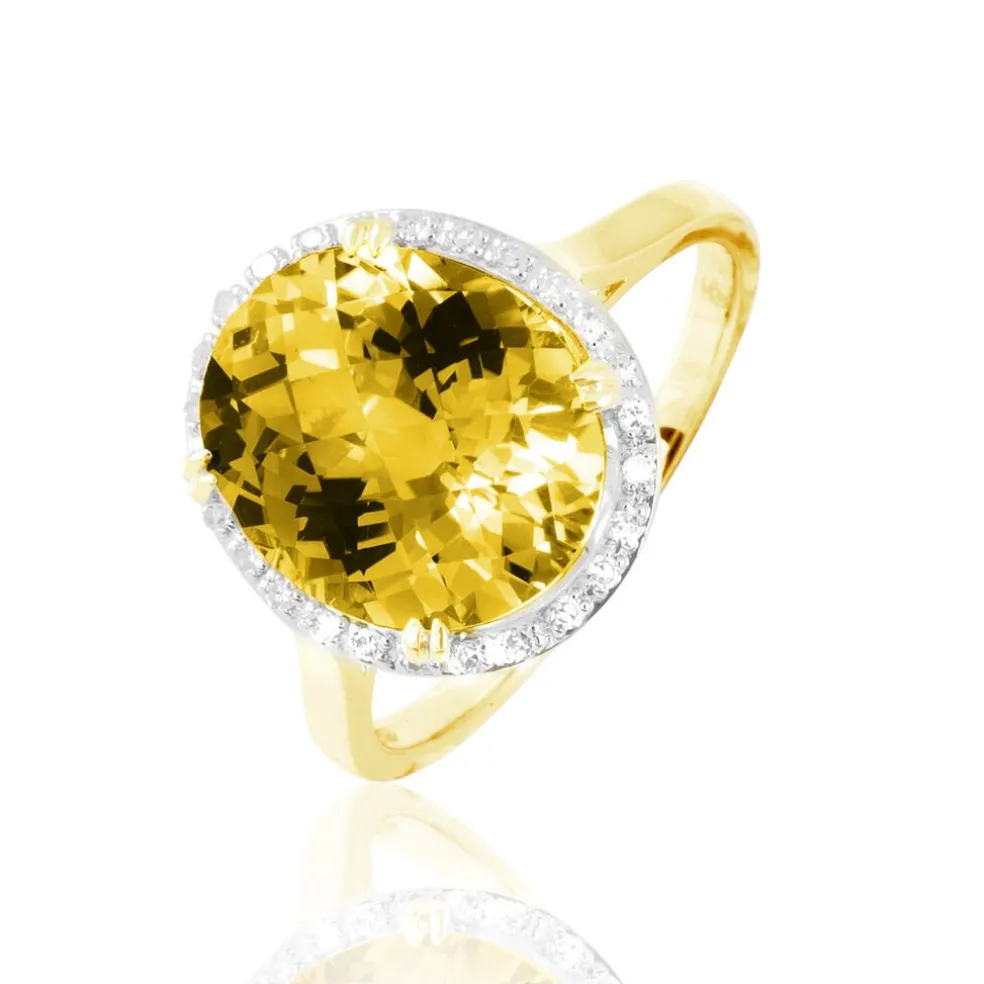 Bague Anna Or Jaune Citrine Et Diamant