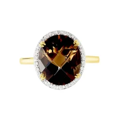 Bague Anna Or Jaune Quartz Et Oxyde De Zirconium