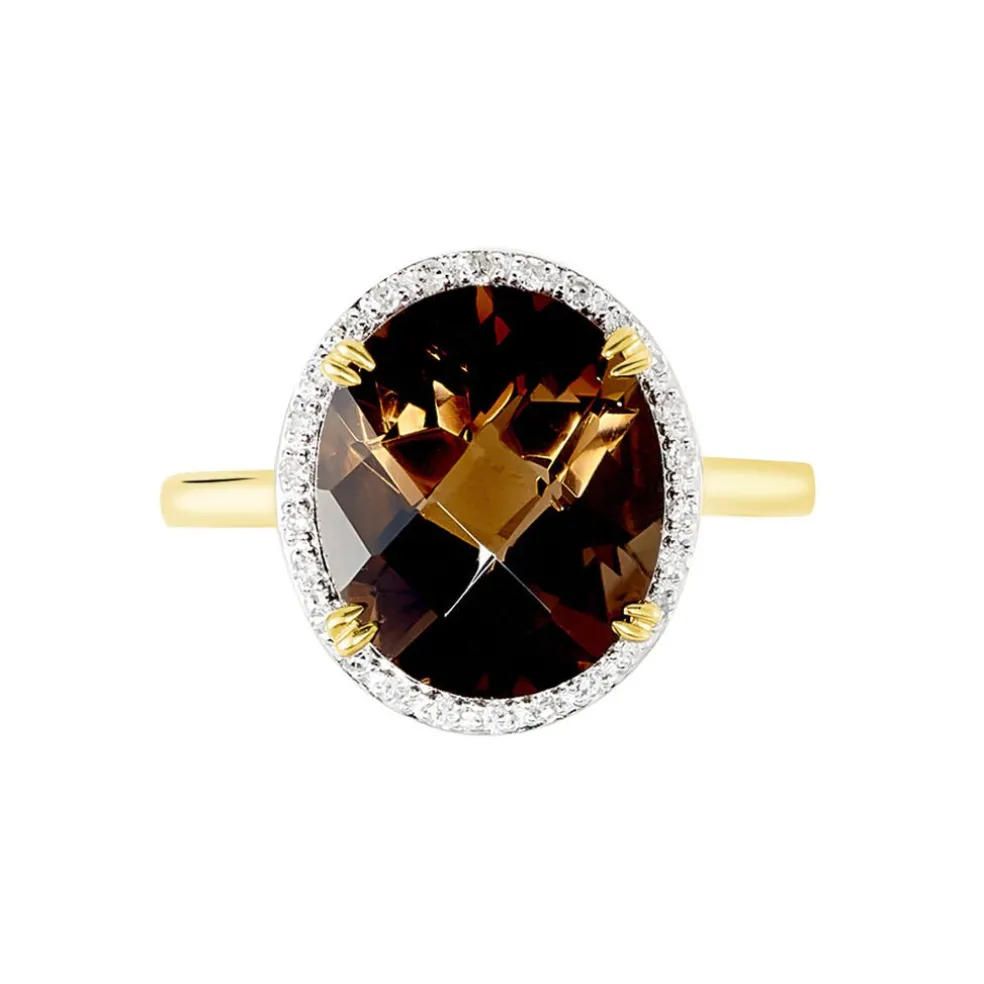 Bague Anna Or Jaune Quartz Et Oxyde De Zirconium
