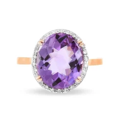 Bague Anna Or Rose Amethyste Et Diamant