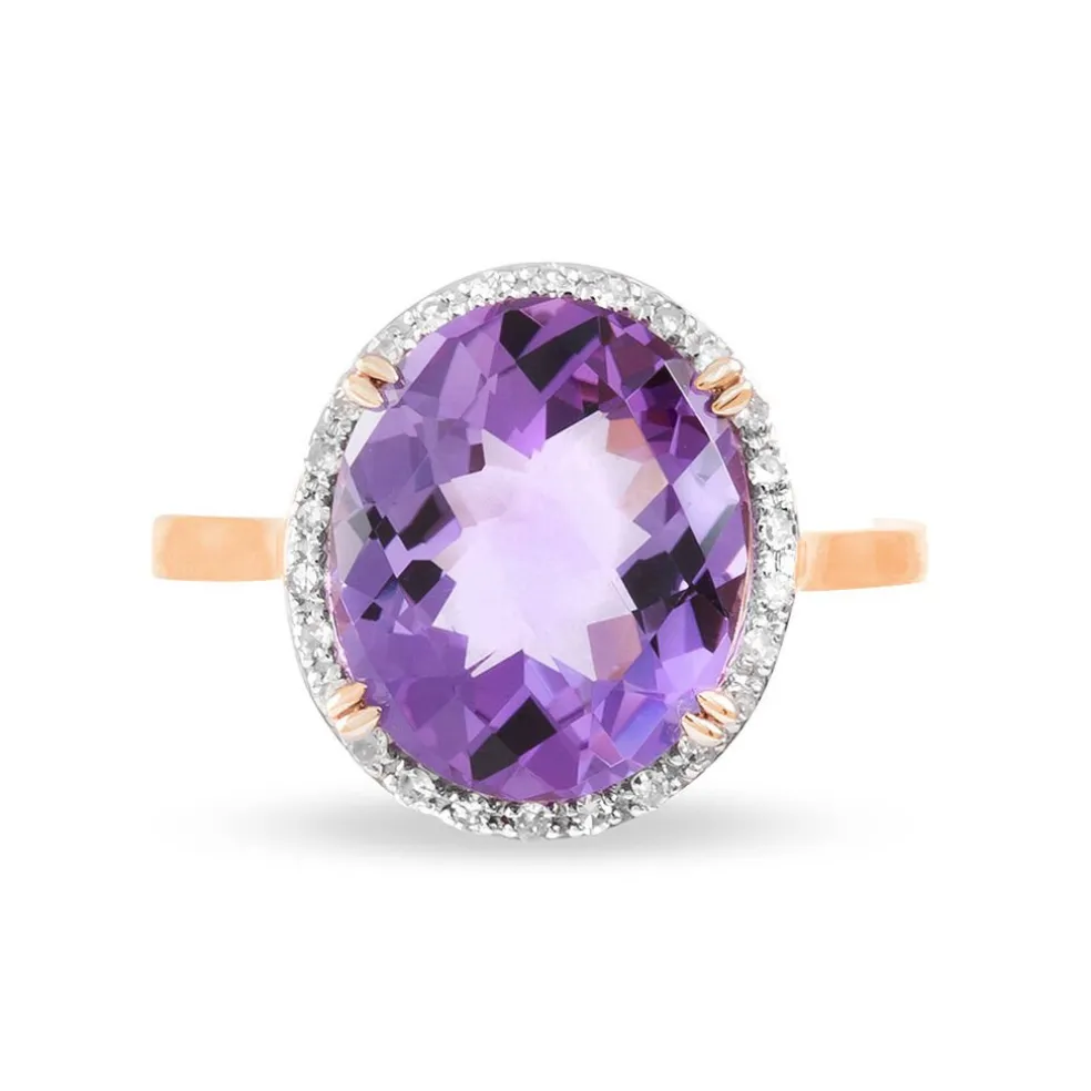 Bague Anna Or Rose Amethyste Et Diamant