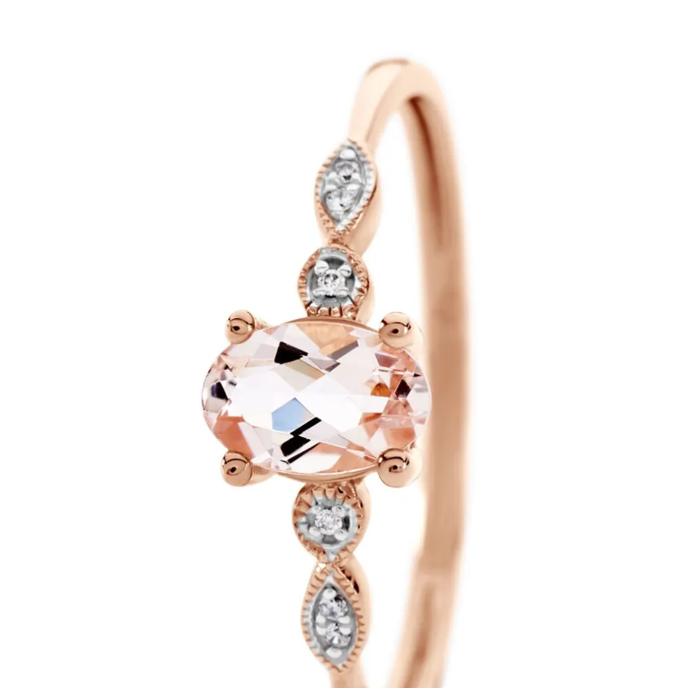 Bague Antonia Or Rose Morganite Et Oxyde De Zirconium