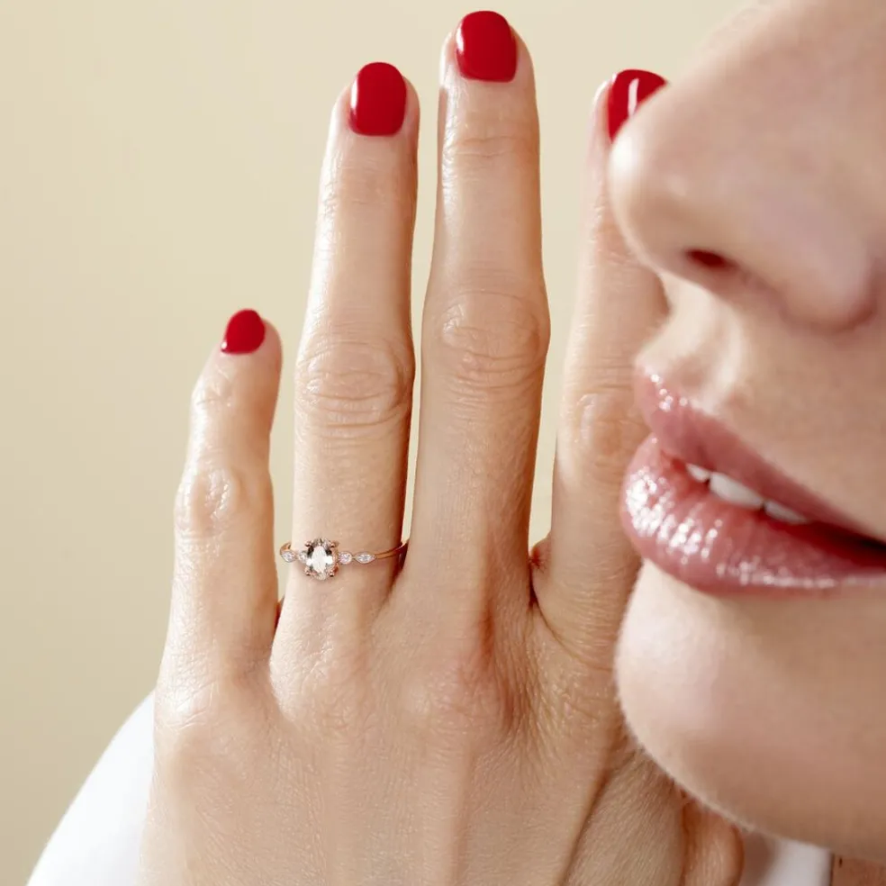 Bague Antonia Or Rose Morganite Et Oxyde De Zirconium