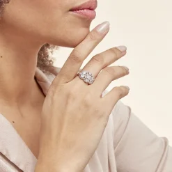 Bague Argent Blanc Boulonnaise Oxydes De Zirconium