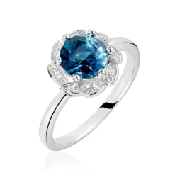 Bague Argent Blanc Clover Verre Oxydes De Zirconium