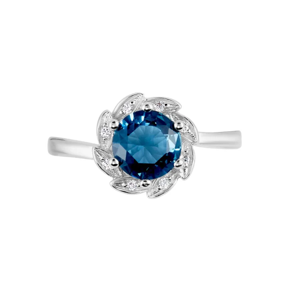 Bague Argent Blanc Clover Verre Oxydes De Zirconium