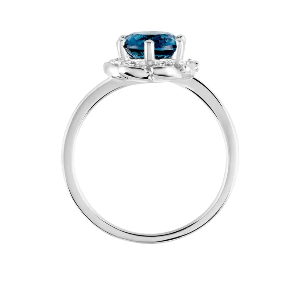 Bague Argent Blanc Clover Verre Oxydes De Zirconium