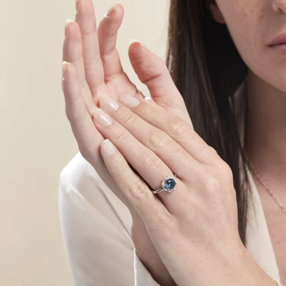 Bague Argent Blanc Clover Verre Oxydes De Zirconium