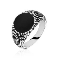 Bague Argent Blanc Tom Email Noir