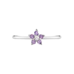 Bague Argent Purple Bloom Oxyde De Zirconium