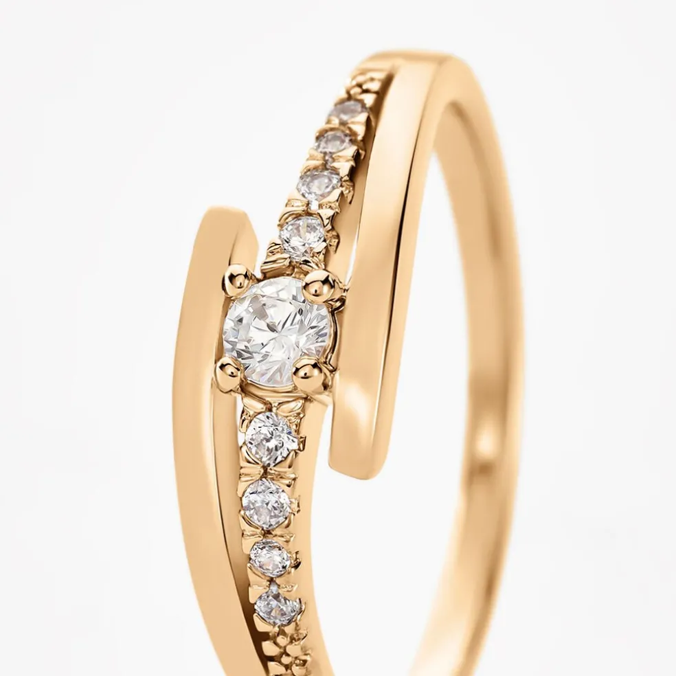 Bague Auberi Plaqué Or Jaune Oxyde De Zirconium