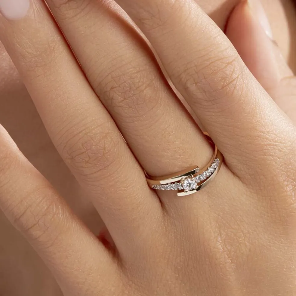 Bague Auberi Plaqué Or Jaune Oxyde De Zirconium