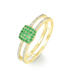 Bague Aude Or Jaune Emeraude Et Diamant