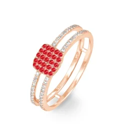 Bague Aude Or Rose Rubis Et Diamant