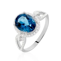 Bague Ayanna Or Blanc Topaze Et Oxyde De Zirconium