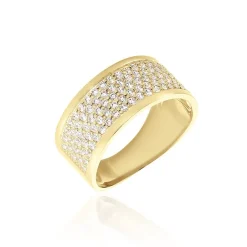 Bague Banda Or Jaune Oxyde De Zirconium
