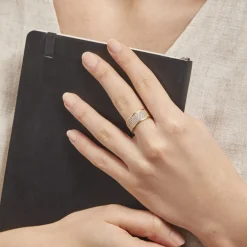 Bague Banda Or Jaune Oxyde De Zirconium