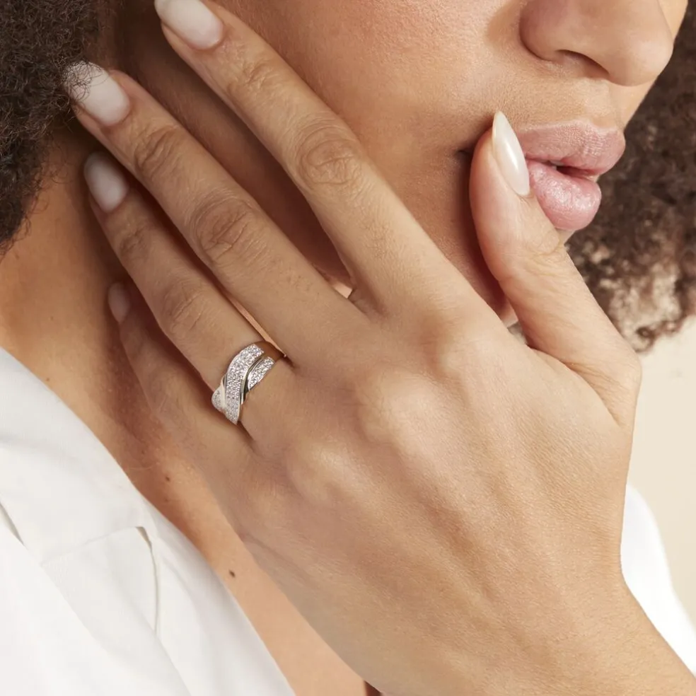 Bague Bandeau Or Jaune Oxyde De Zirconium