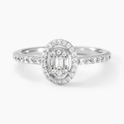 Bague Baroque Party Argent Blanc Oxyde De Zirconium