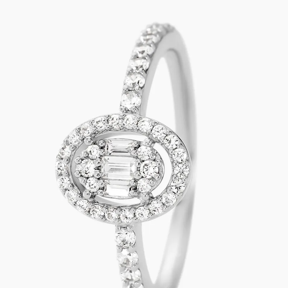 Bague Baroque Party Argent Blanc Oxyde De Zirconium