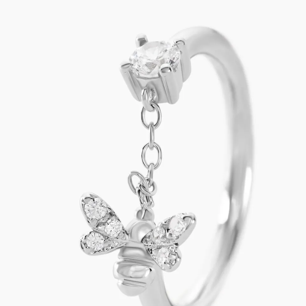 Bague Bee Good Argent Blanc Oxyde De Zirconium