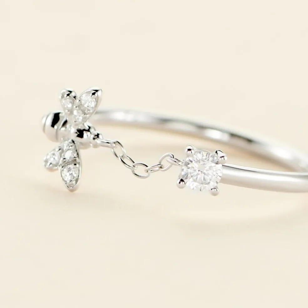 Bague Bee Good Argent Blanc Oxyde De Zirconium