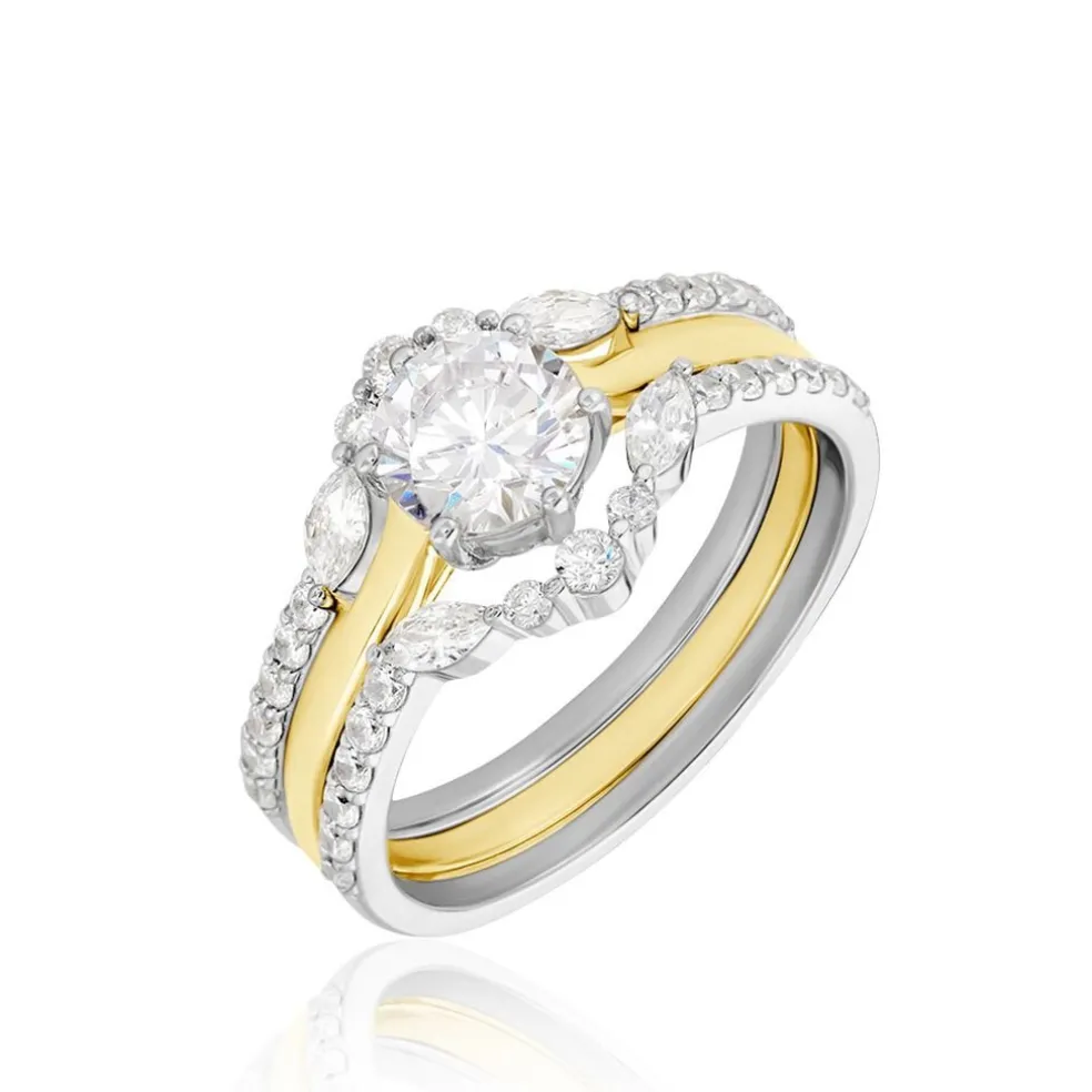 Bague Berlin Argent Bicolore Oxyde De Zirconium