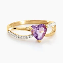 Bague Bertille Or Jaune Amethyste Et Oxyde De Zirconium