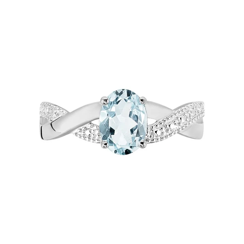 Bague Candice Or Blanc Aigue Marine