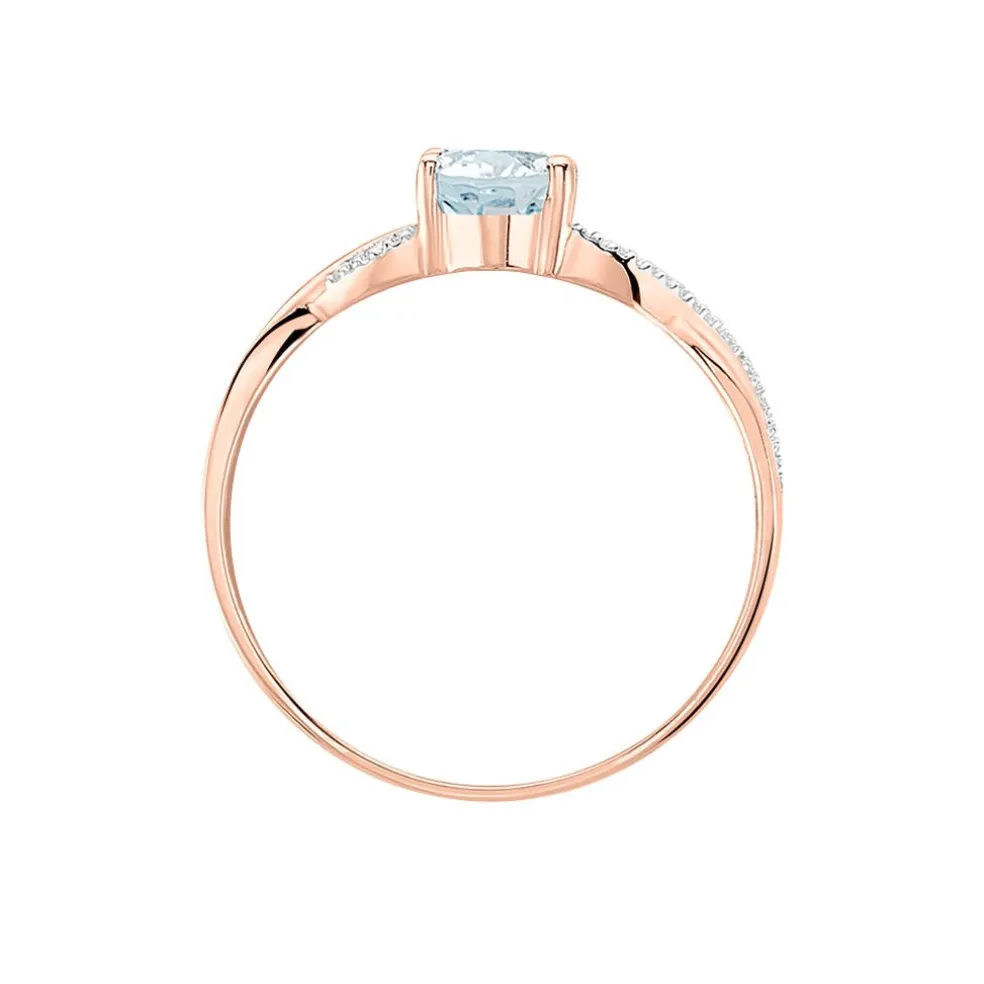 Bague Candice Or Rose Aigue Marine