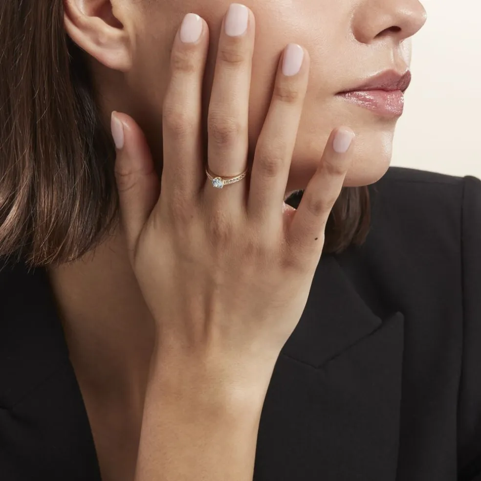Bague Carrol Or Jaune Topaze Oxyde De Zirconium