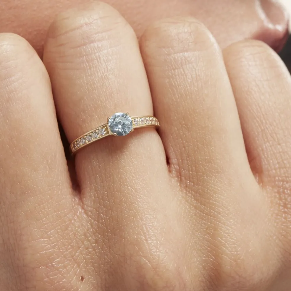 Bague Carrol Or Jaune Topaze Oxyde De Zirconium