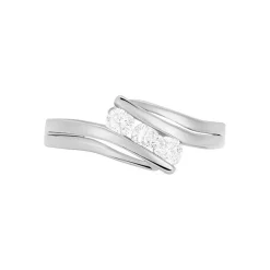 Bague Cascade Argent Blanc Oxyde De Zirconium