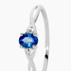 Bague Cassie Or Blanc Saphir Et Diamant