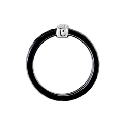 Bague Ceramik Design Argent Blanc Oxyde De Zirconium Et Céramique