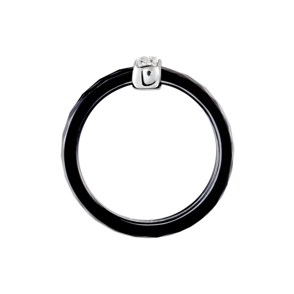 Bague Ceramik Design Argent Blanc Oxyde De Zirconium Et Céramique
