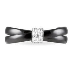 Bague Ceramik Design Argent Blanc Oxyde De Zirconium Et Céramique