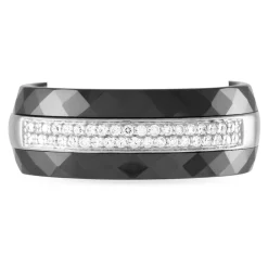 Bague Ceramik Design Argent Blanc Oxyde De Zirconium Et Céramique