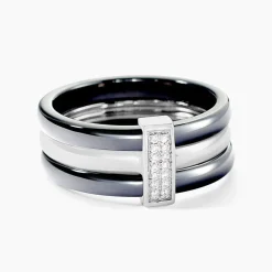 Bague Ceramik Design Argent Blanc Céramique Et Oxyde De Zirconium