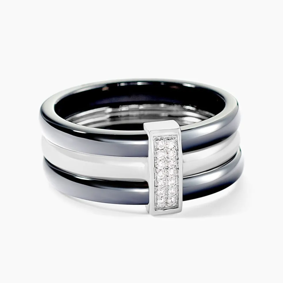 Bague Ceramik Design Argent Blanc Céramique Et Oxyde De Zirconium