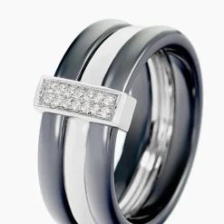 Bague Ceramik Design Argent Blanc Céramique Et Oxyde De Zirconium