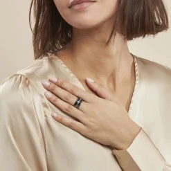 Bague Ceramik Design Argent Blanc Céramique Et Strass