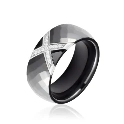 Bague Ceramique X Argent Blanc Oxyde De Zirconium Et Céramique