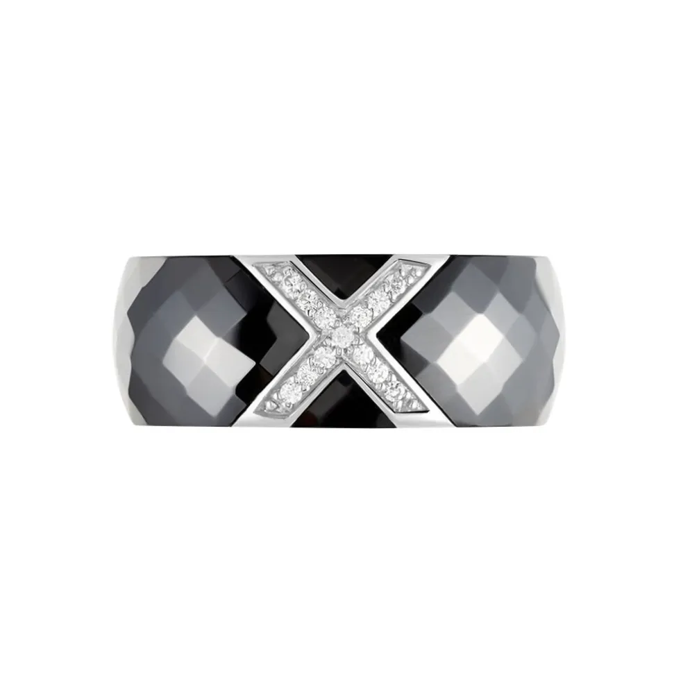 Bague Ceramique X Argent Blanc Oxyde De Zirconium Et Céramique